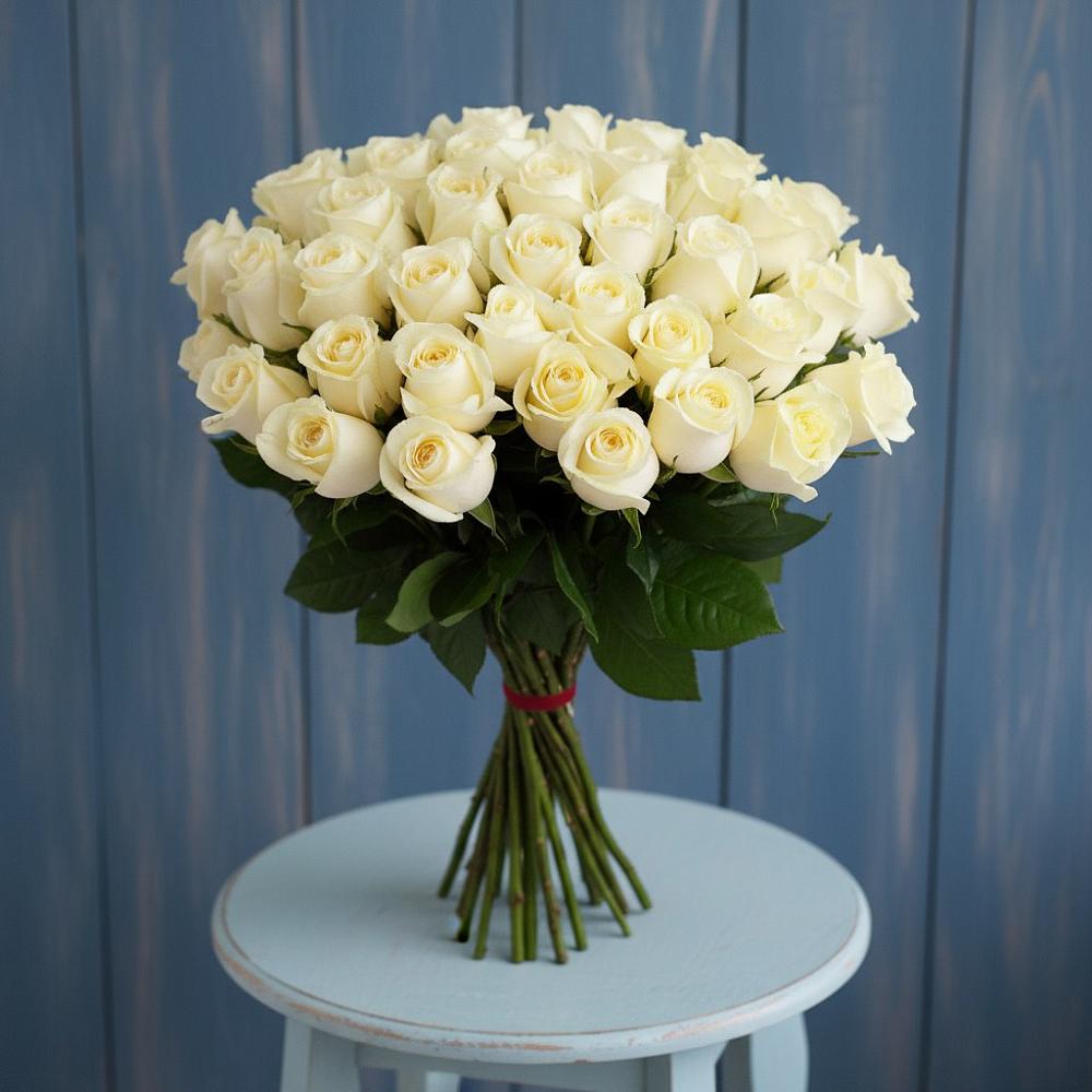 Букет 51 Белая роза Эдлесс Лав в Булгаково Башкортостан