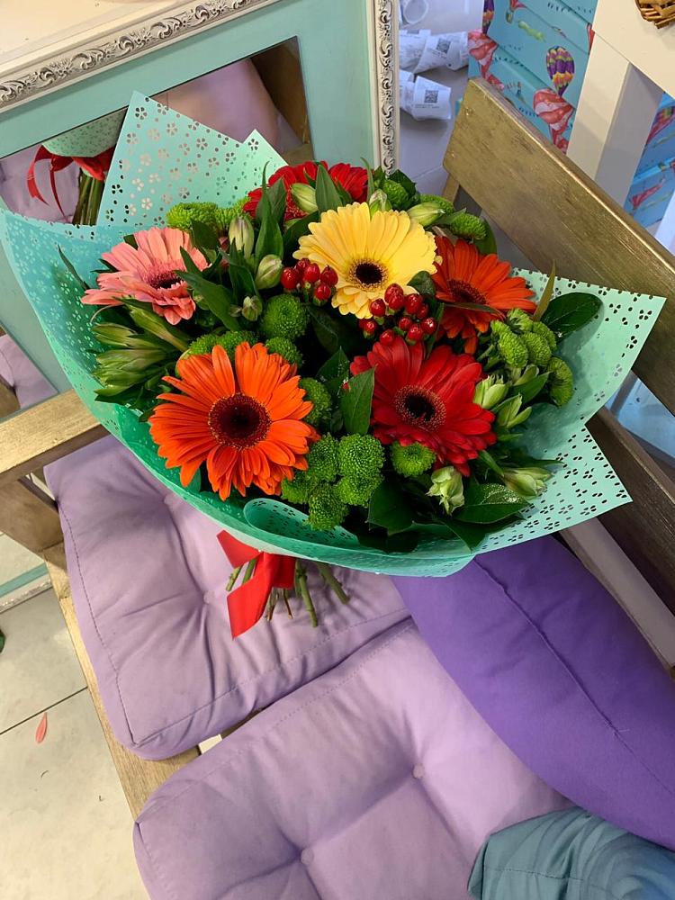 Букет цветов из: Герберы, Хризантемы и Альстромерии в Булгаково Башкортостан