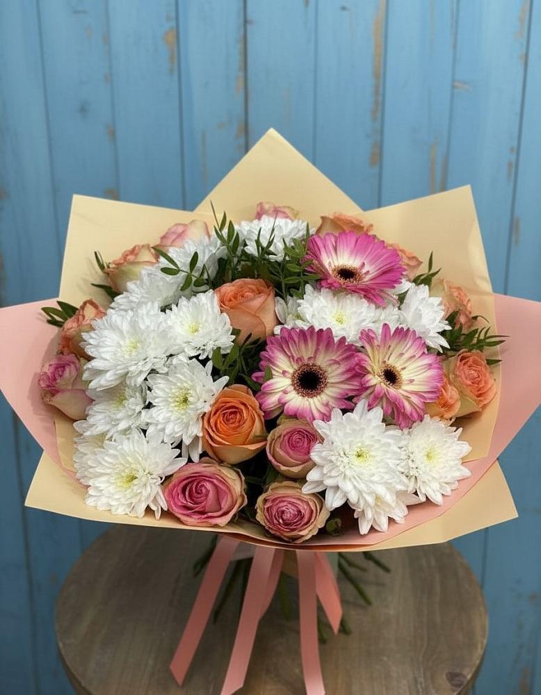 Букет цветов из: Розы, Герберы и Хризантемы в Булгаково Башкортостан