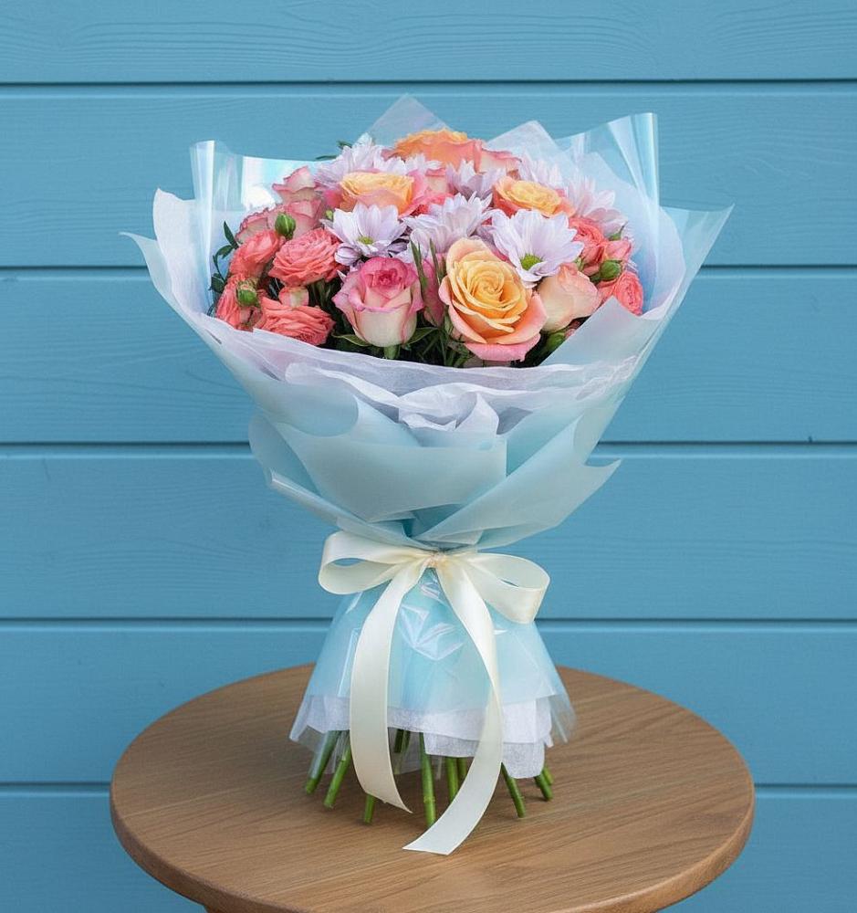 Букет цветов из: Хризантемы и Розы в Булгаково Башкортостан