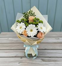 Букет цветов из:  Герберы, Розы и Хризантемы в Булгаково Башкортостан