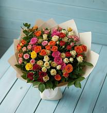 Букет Микс из разноцветных кустовых роз в Булгаково Башкортостан