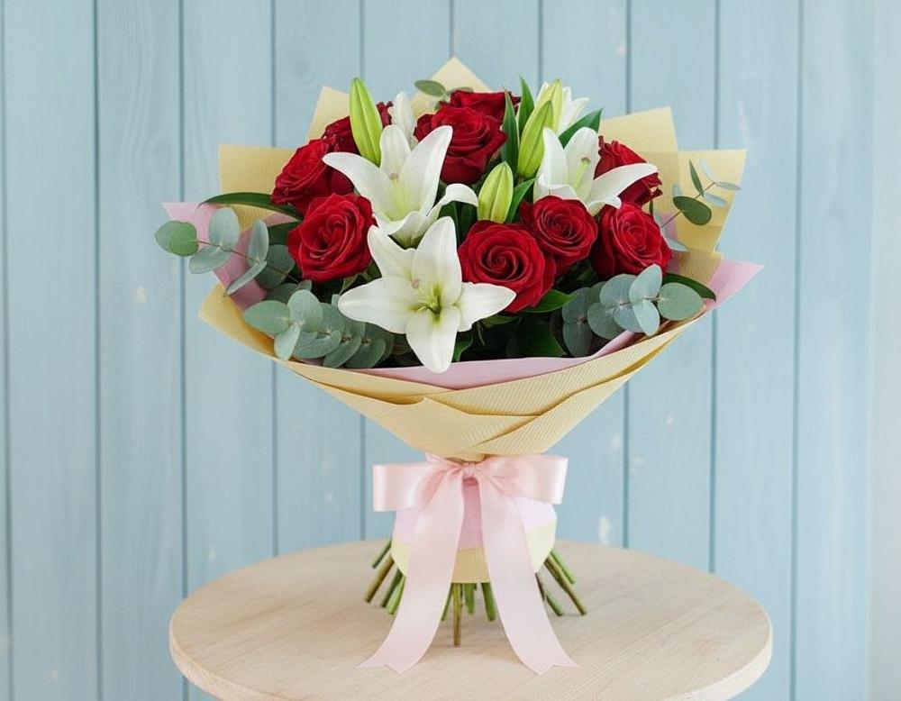 Букет цветов из: Лилии и Розы в Булгаково Башкортостан